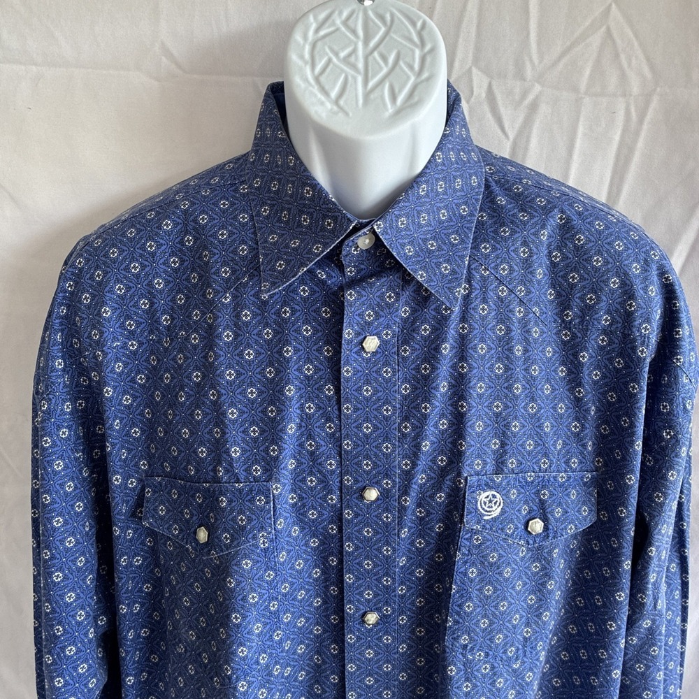 Men's 3XL Shirt George Strait Wrangler Troubadour AOP Geometric Western Cowboy - Picture 10 of 16